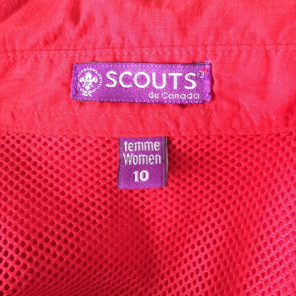 Scouts Canada Womens Blouse Sz 10 Red Nylon Vented Back Patches Long Sleeve - Picture 3 of 9